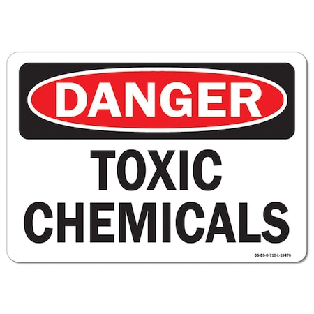 Signmission OSHA Danger Sign, 3.5" Height, 5" Wide, Toxic Chemicals, Landscape, DS-D-35-L-19476-10PK OS-DS-D-35-L-19476-10PK